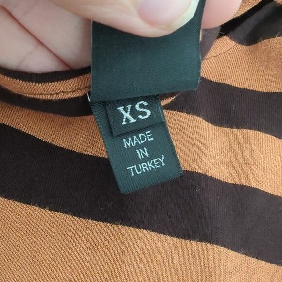 Zero + Maria Cornejo Women's Striped Sleeveless Asymmetrical Draped Brown Top XS - Picture 4 of 7